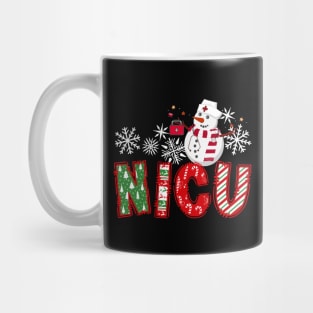 NICU Nurse Christmas Snowman Nurse Life Scrub Top Mug